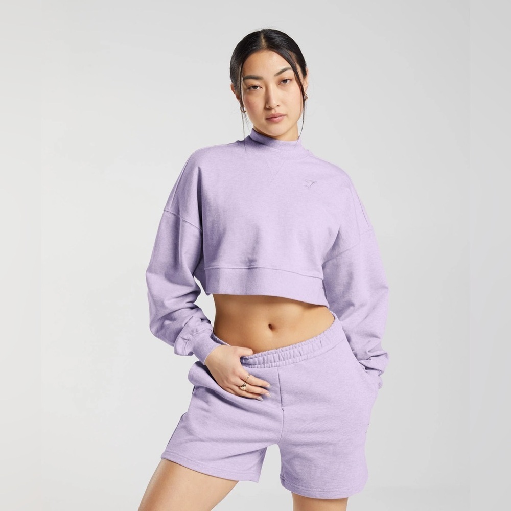 Gymshark Rest Day Sweats Cropped Pullover Crewneck Sweatshirt